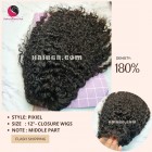 Natural Curly 2x4 lace closure wigs 12 inches 180% Density
