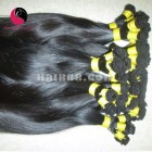 24 inch Hand Tied Human Hair Extensions Weft Straight Single