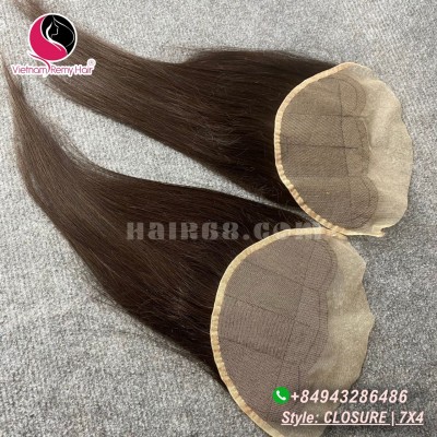 Parte livre lace encerramento 7x4 14 polegadas vietnamita cabelo liso