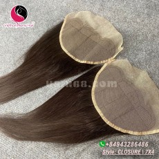 Fermeture sans lacet 7x4 22 pouces cheveux roux vietnamiens