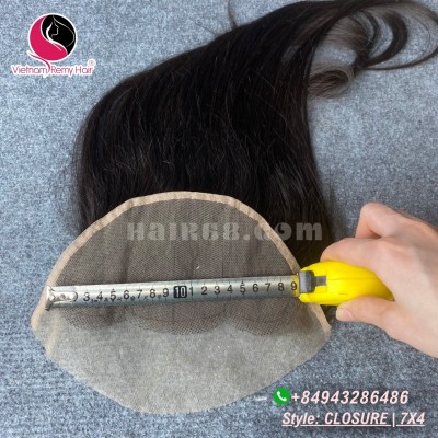 24 inches Vietnamese Straight Hair Free Part Lace Closure 7x4 