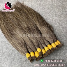 8 polegadas cabelo cinza natural - duplo reto