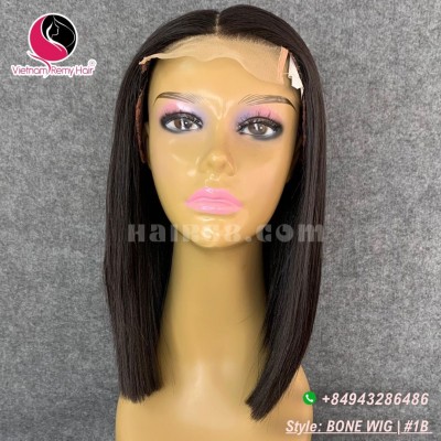 Straight 4x4 lace closure wigs 12 inches 180% Density