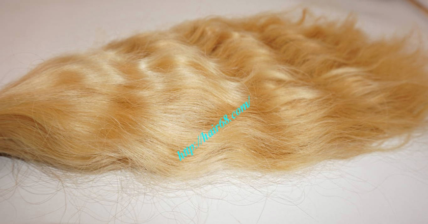 14 inch blonde hair wavy double drawn 2