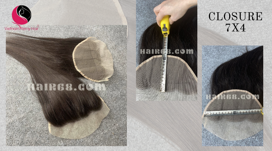 16 inches Vietnamese Straight Hair Free Part Lace Closure 7x4 1