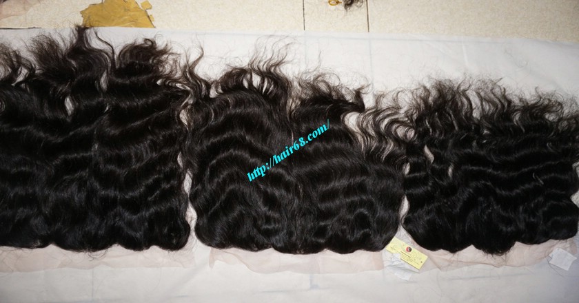 14 inches Vietnamese hair wavy free part lace frontal 7