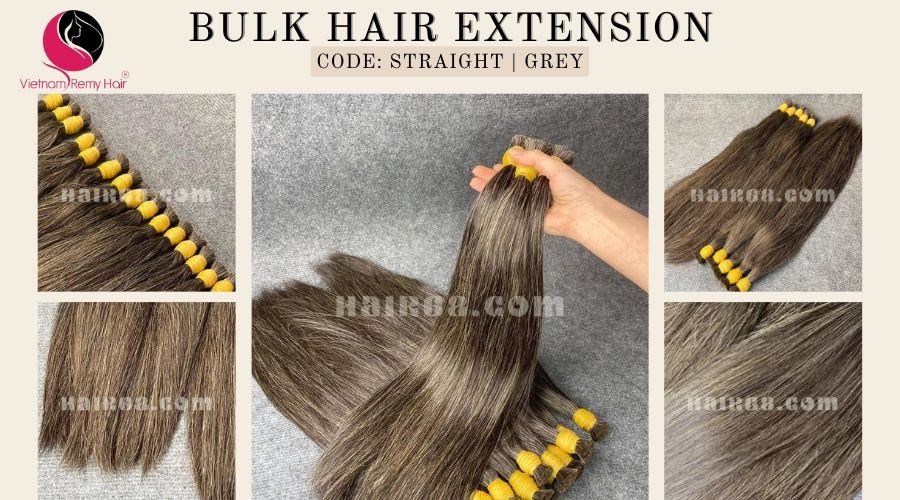 28 inch Grey And Black Hair Extensions - Straight Double 1