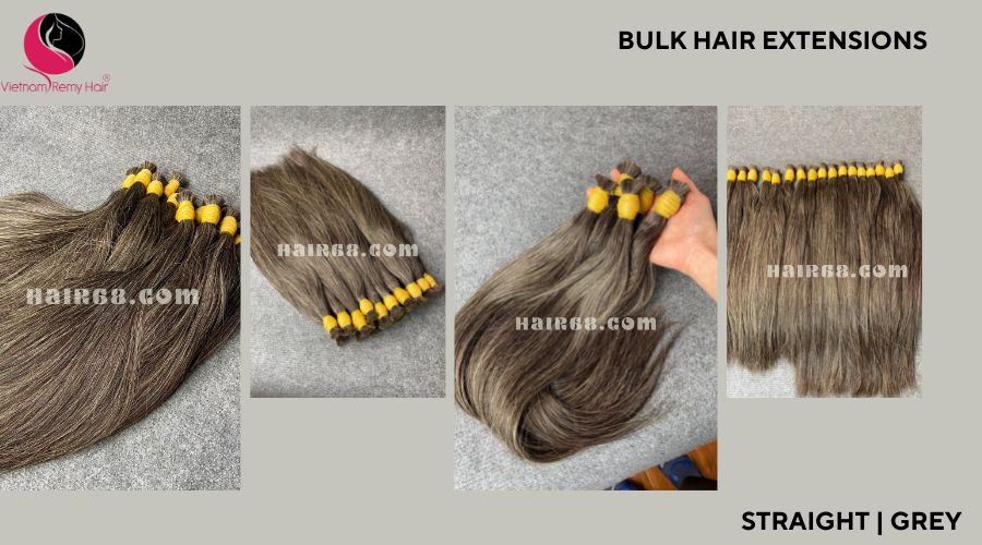 28 inch Grey And Black Hair Extensions - Straight Double 2